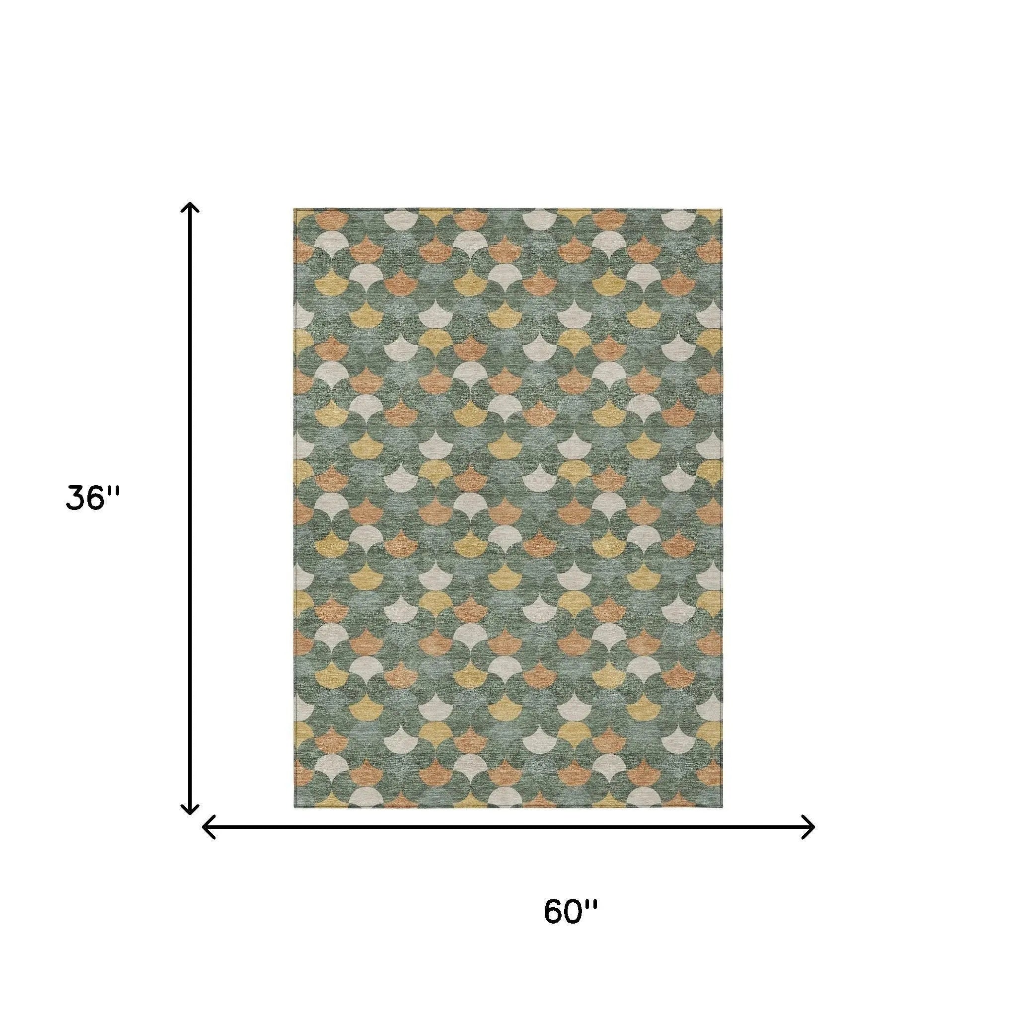 3' X 5' Green And Copper Geometric Washable Indoor Outdoor Area Rug Homeroots Outdoor