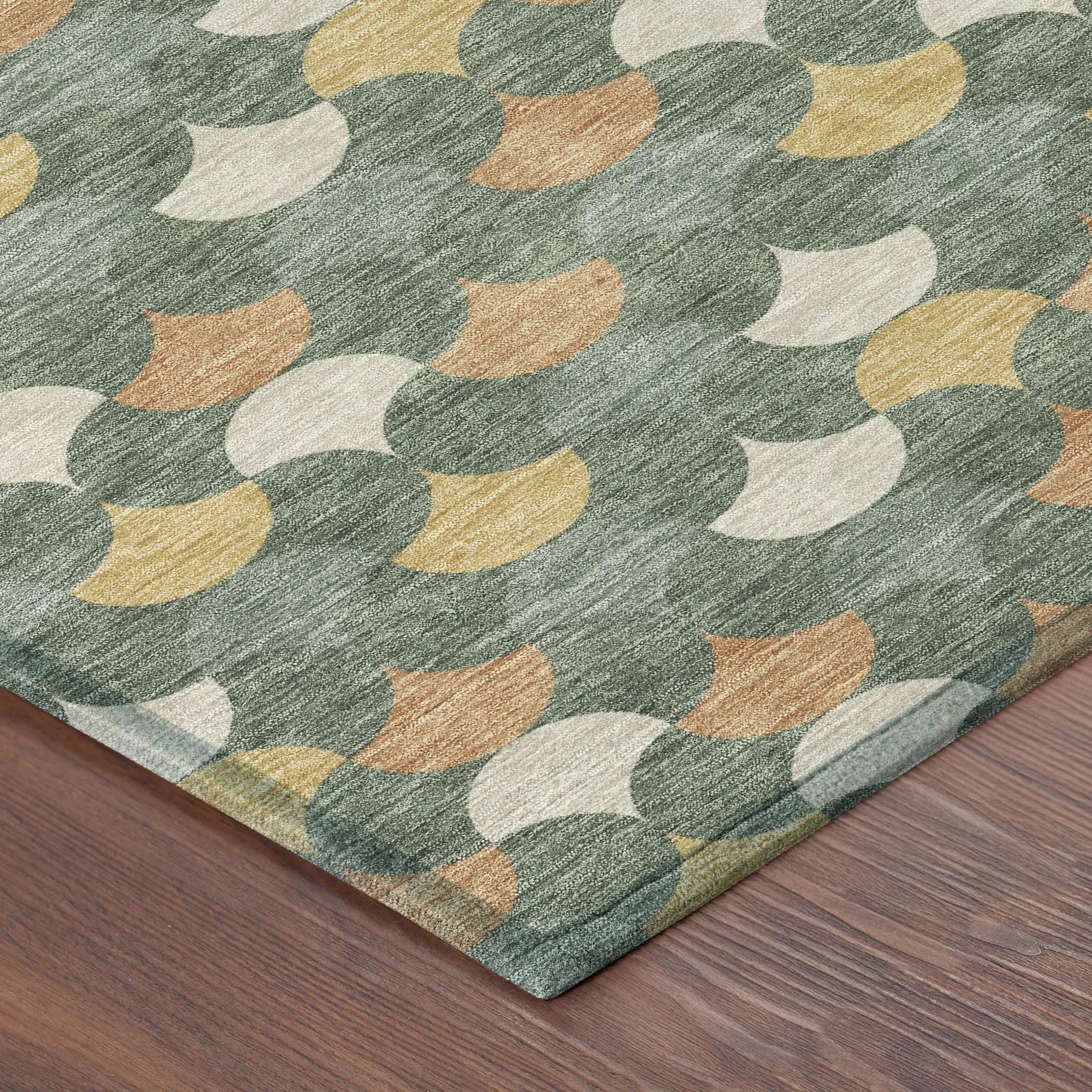 3' X 5' Green And Copper Geometric Washable Indoor Outdoor Area Rug Homeroots Outdoor