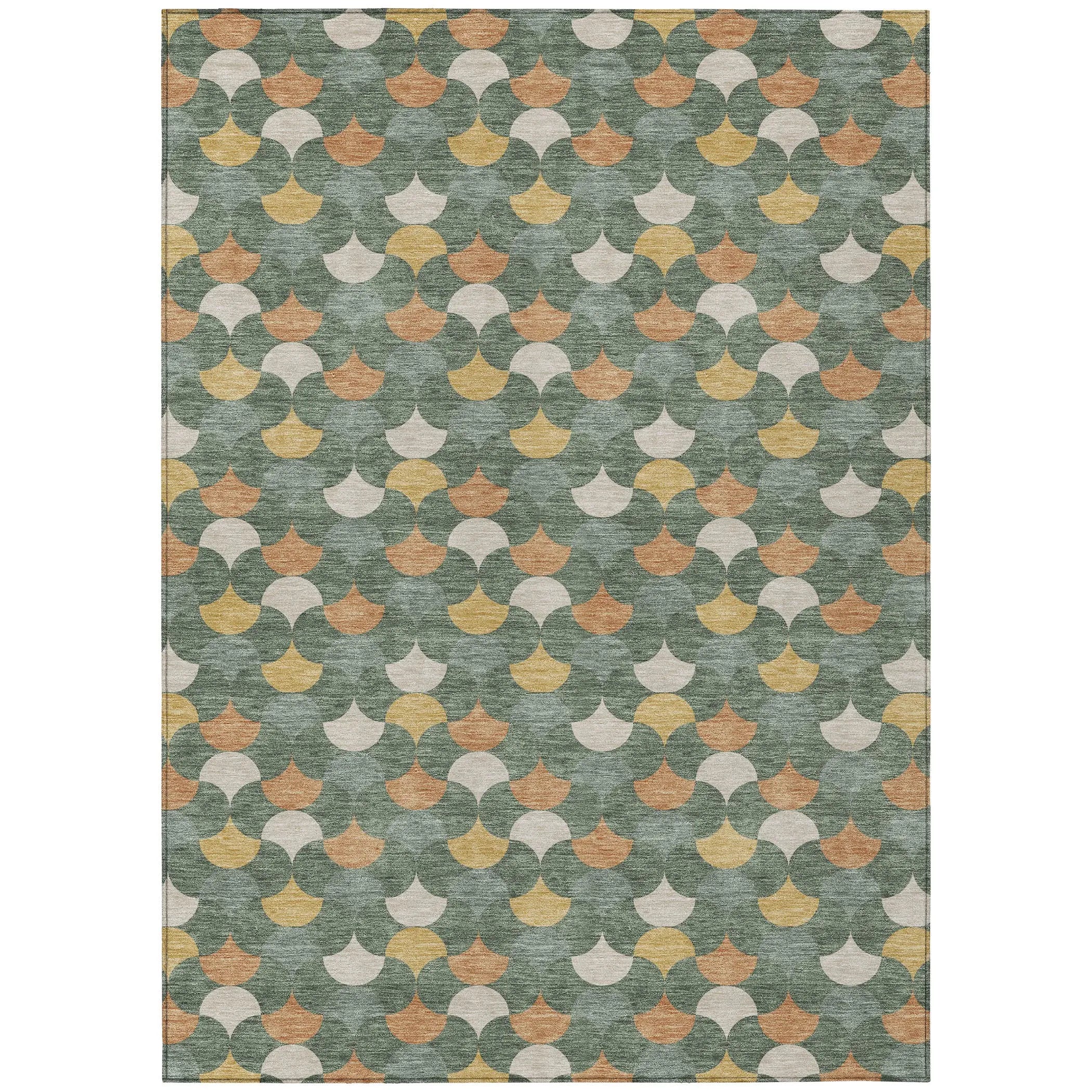 3' X 5' Green And Copper Geometric Washable Indoor Outdoor Area Rug Homeroots Outdoor
