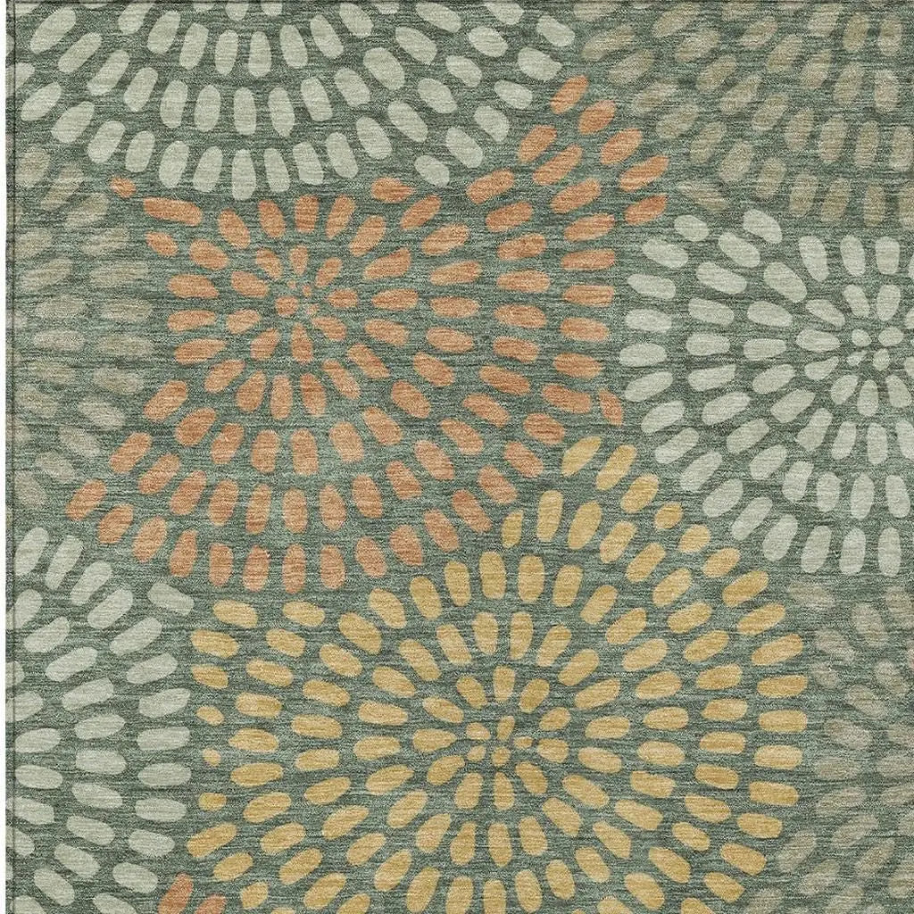 3' X 5' Green And Copper Geometric Washable Indoor Outdoor Area Rug Homeroots Outdoor