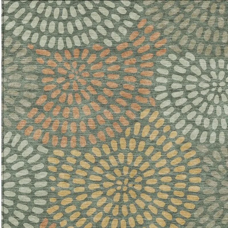 3' X 5' Green And Copper Geometric Washable Indoor Outdoor Area Rug Homeroots Outdoor