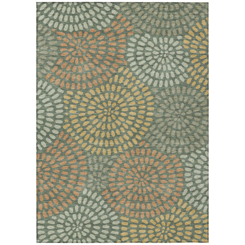 3' X 5' Green And Copper Geometric Washable Indoor Outdoor Area Rug Homeroots Outdoor