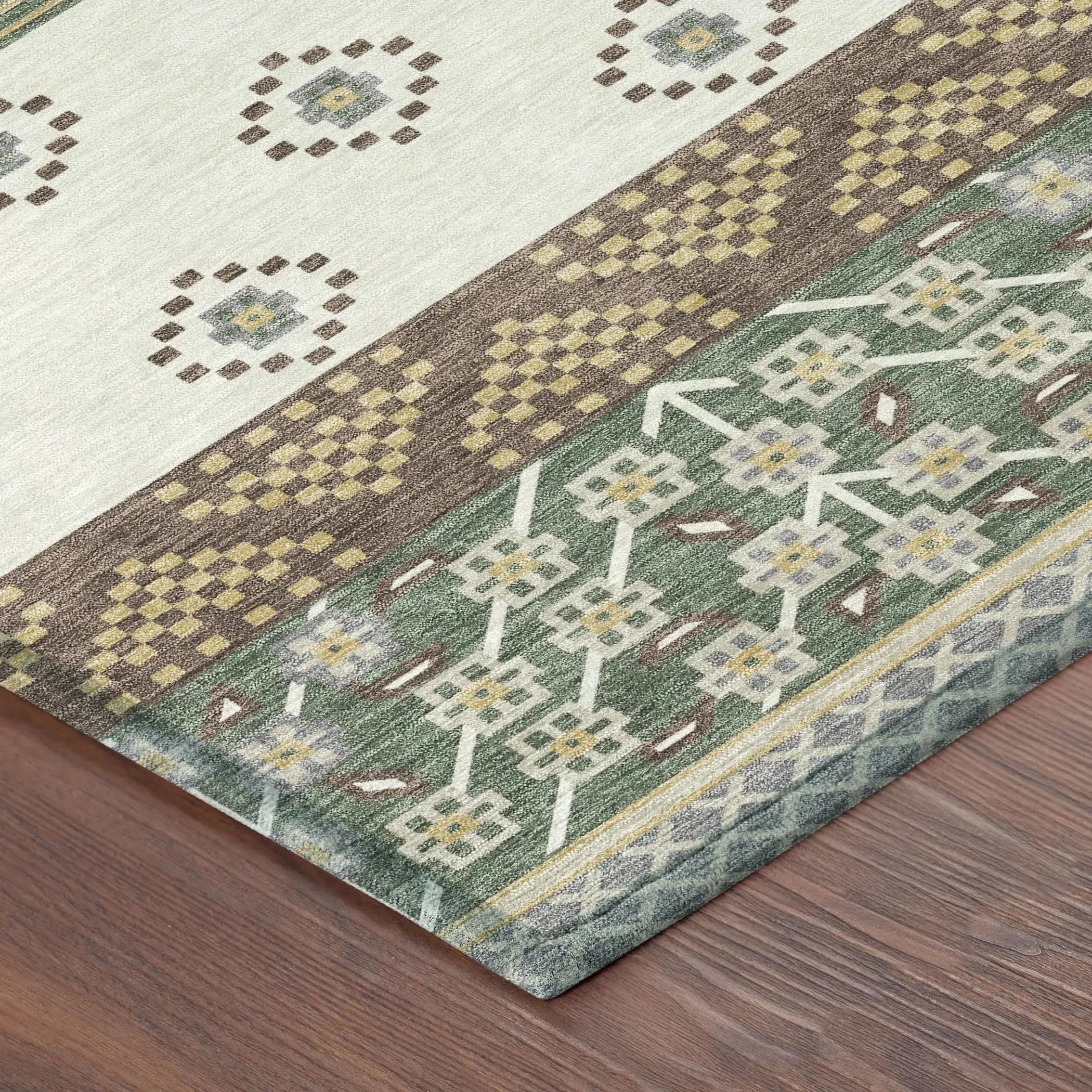 3' X 5' Green And Copper Striped Washable Indoor Outdoor Area Rug Homeroots Outdoor