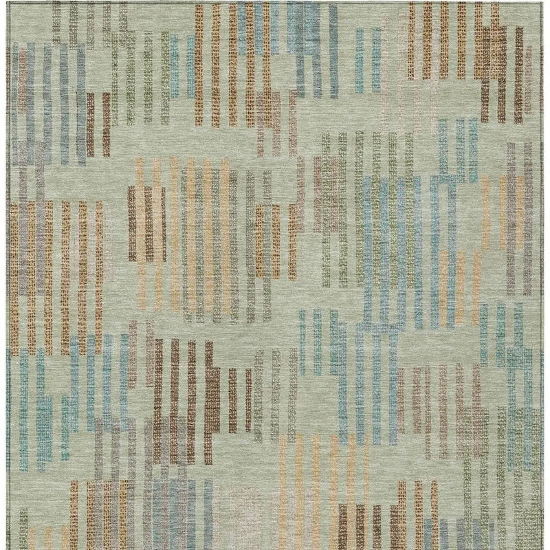 3' X 5' Green And Copper Striped Washable Indoor Outdoor Area Rug Homeroots Outdoor