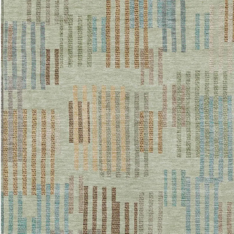 3' X 5' Green And Copper Striped Washable Indoor Outdoor Area Rug Homeroots Outdoor