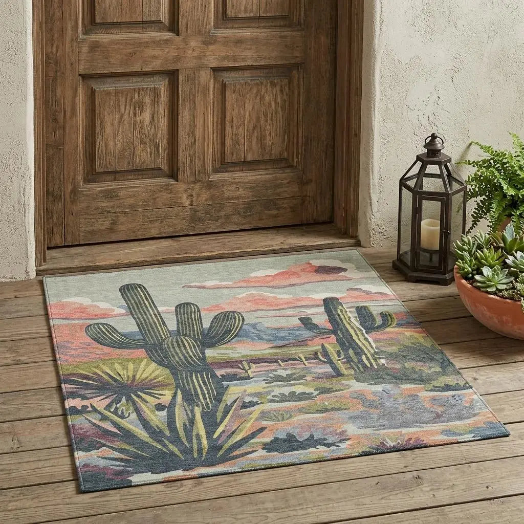 3' X 5' Green And Coral Trees Washable Indoor Outdoor Area Rug Homeroots Outdoor