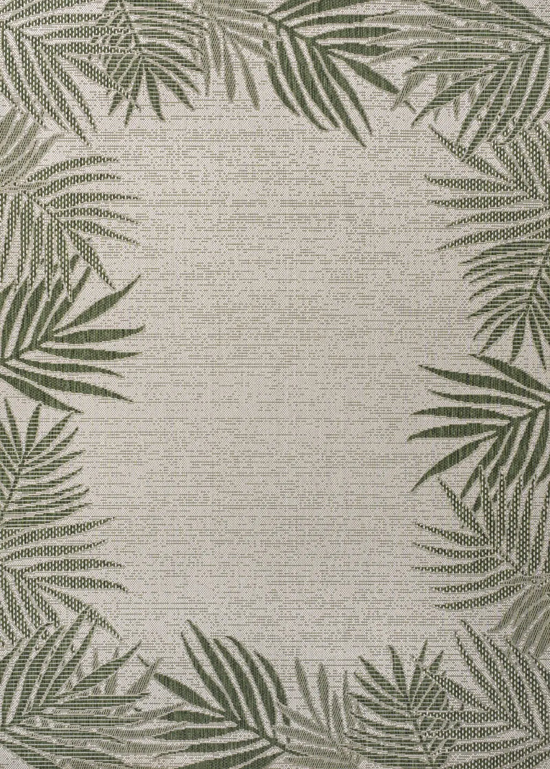 3' X 5' Green And Cream Floral Indoor Outdoor Area Rug - GreatEagleInc