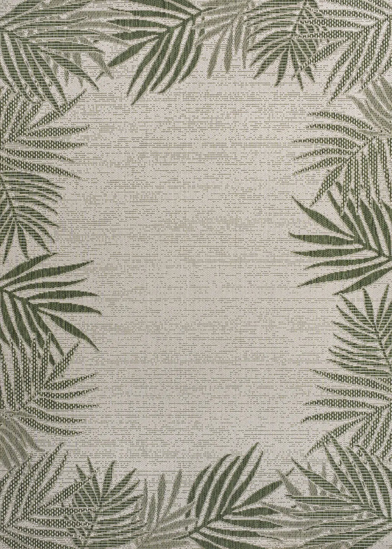 3' X 5' Green And Cream Floral Indoor Outdoor Area Rug - GreatEagleInc