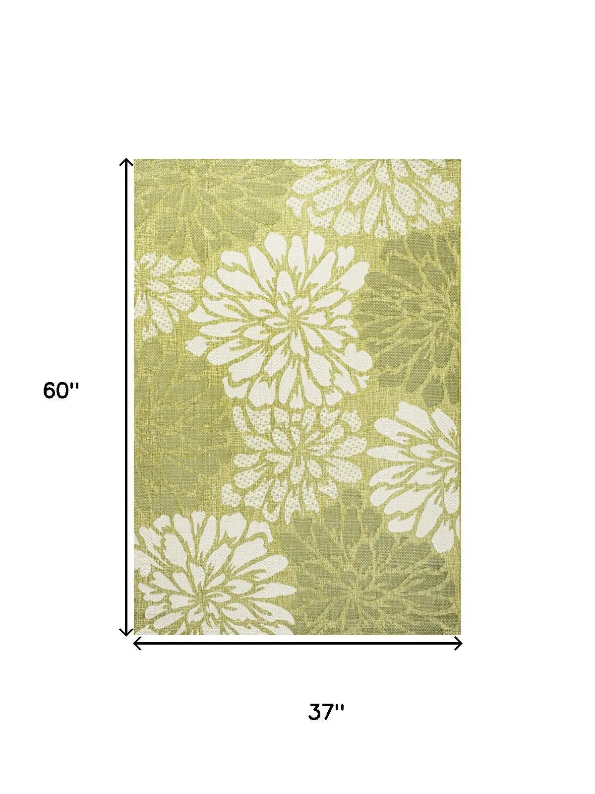 3' X 5' Green And Cream Floral Indoor Outdoor Area Rug Homeroots Outdoor