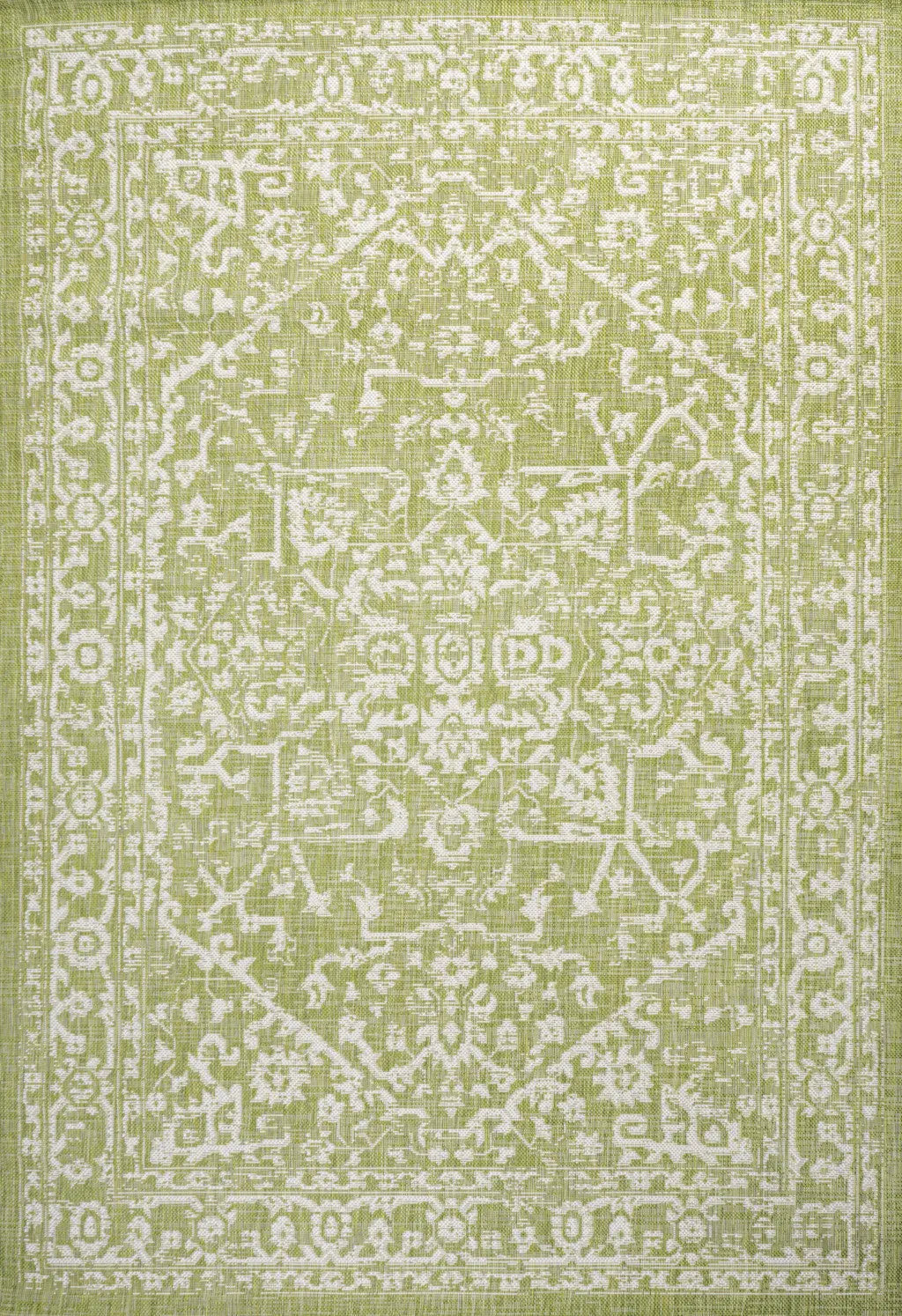 3' X 5' Green And Cream Medallion Indoor Outdoor Area Rug Homeroots Outdoor