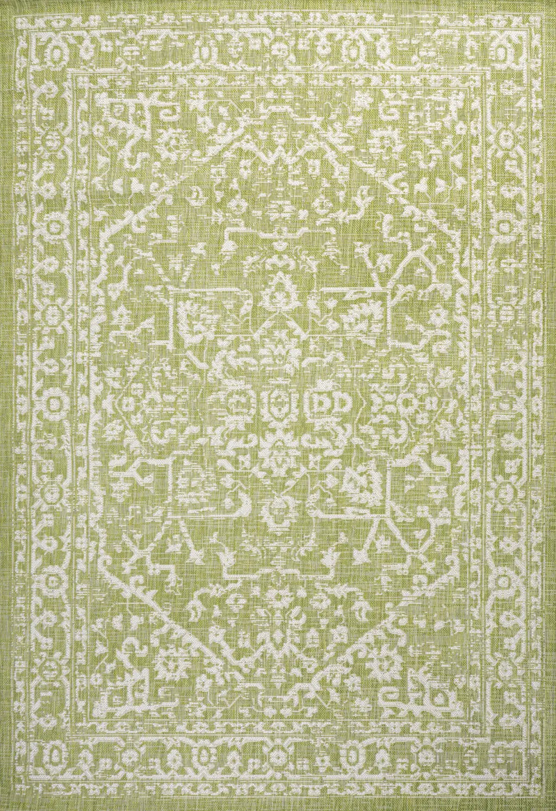 3' X 5' Green And Cream Medallion Indoor Outdoor Area Rug Homeroots Outdoor