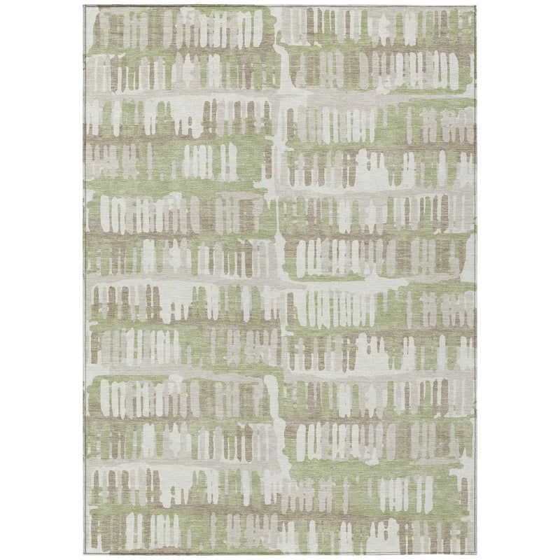 3' X 5' Green And Denim Blue Abstract Washable Indoor Outdoor Area Rug Homeroots Outdoor