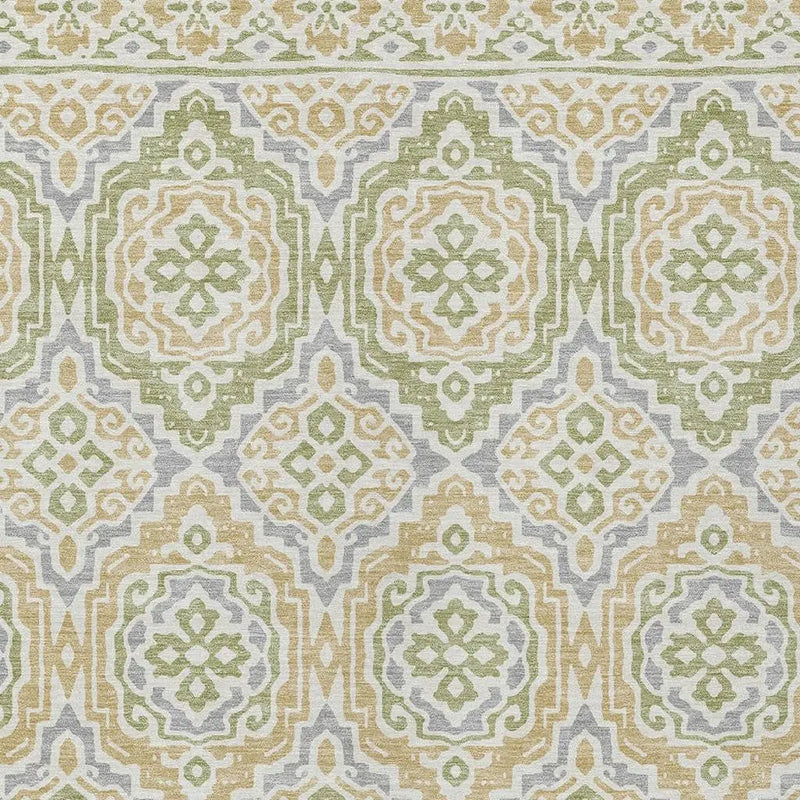 3' X 5' Green And Denim Blue Tribal Washable Indoor Outdoor Area Rug Homeroots Outdoor