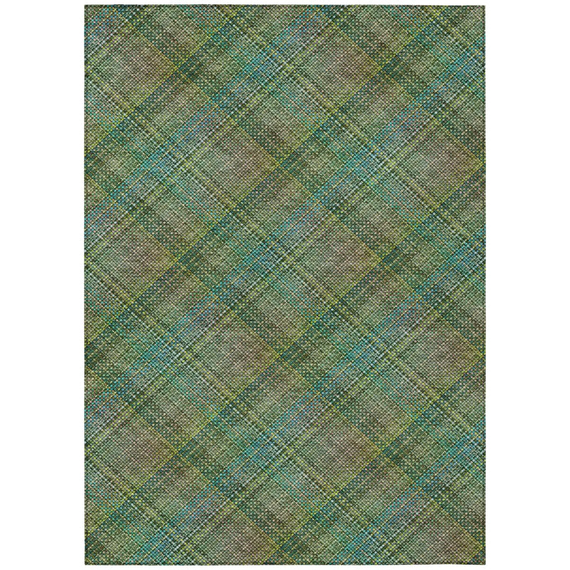 3' X 5' Green And Emerald Plaid Washable Indoor Outdoor Area Rug Homeroots Outdoor