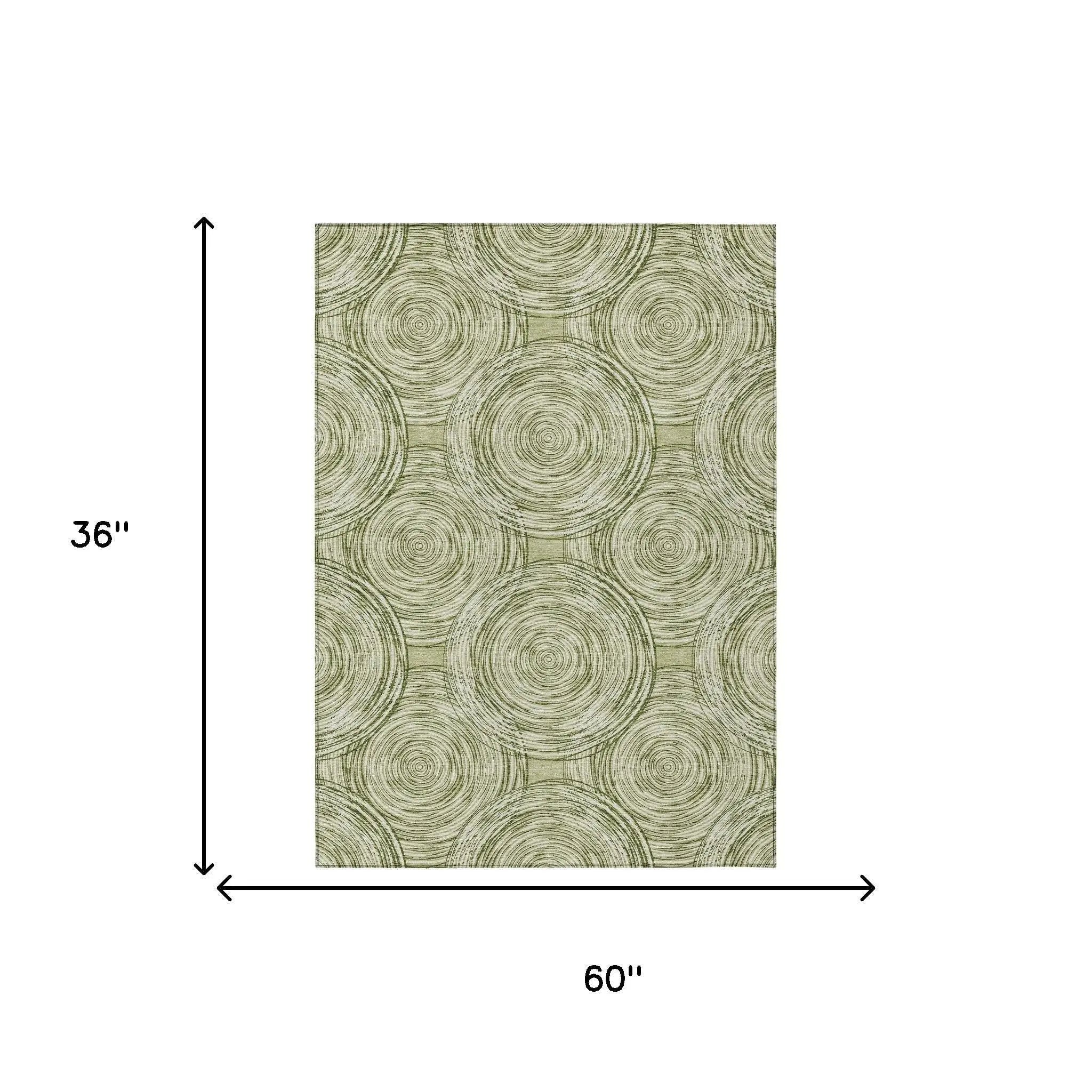 3' X 5' Green And Fern Green Geometric Washable Indoor Outdoor Area Rug Homeroots Outdoor