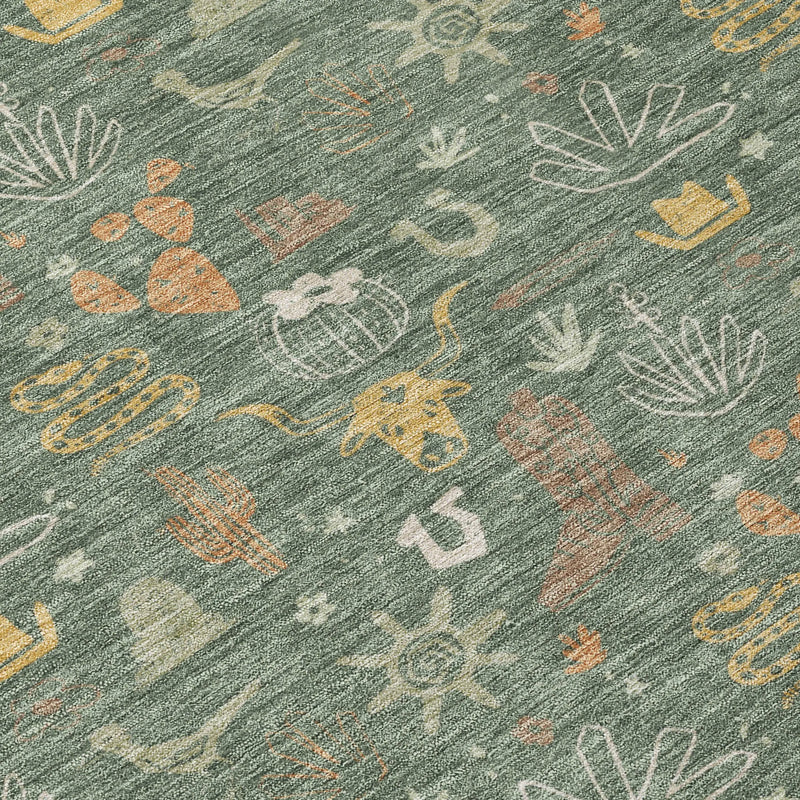 3' X 5' Green And Gold Cactus Washable Indoor Outdoor Area Rug Homeroots Outdoor