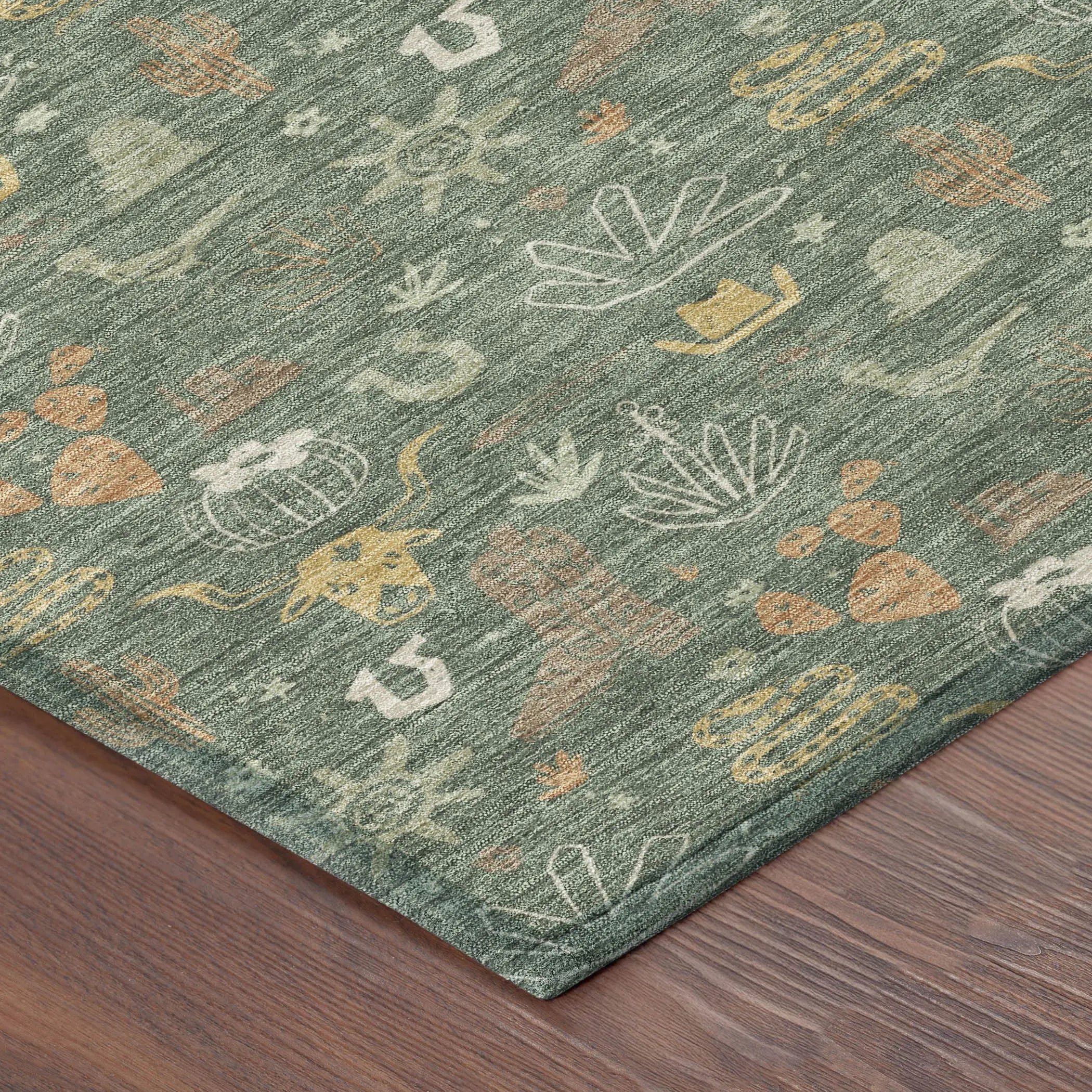 3' X 5' Green And Gold Cactus Washable Indoor Outdoor Area Rug Homeroots Outdoor