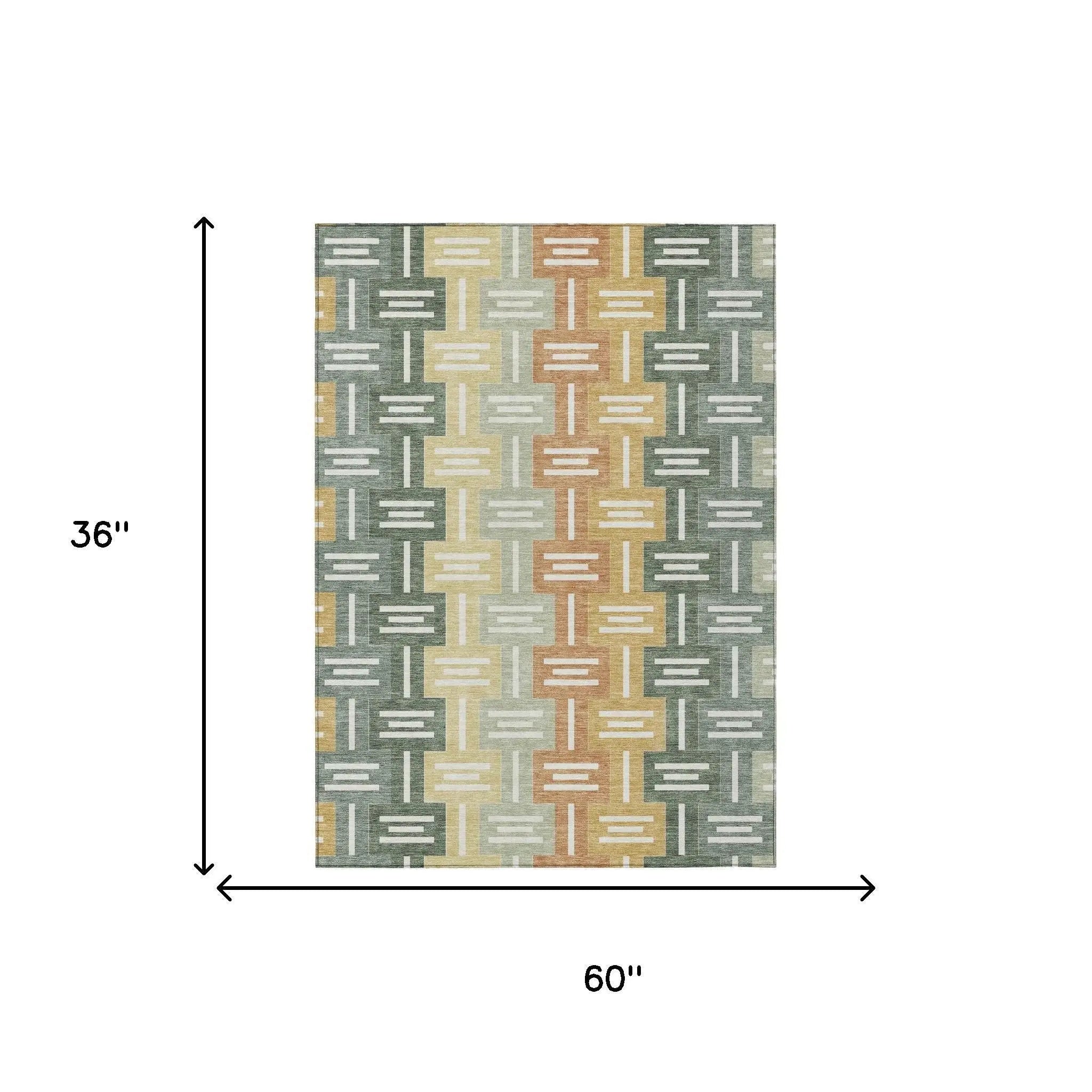 3' X 5' Green And Gold Geometric Washable Indoor Outdoor Area Rug Homeroots Outdoor