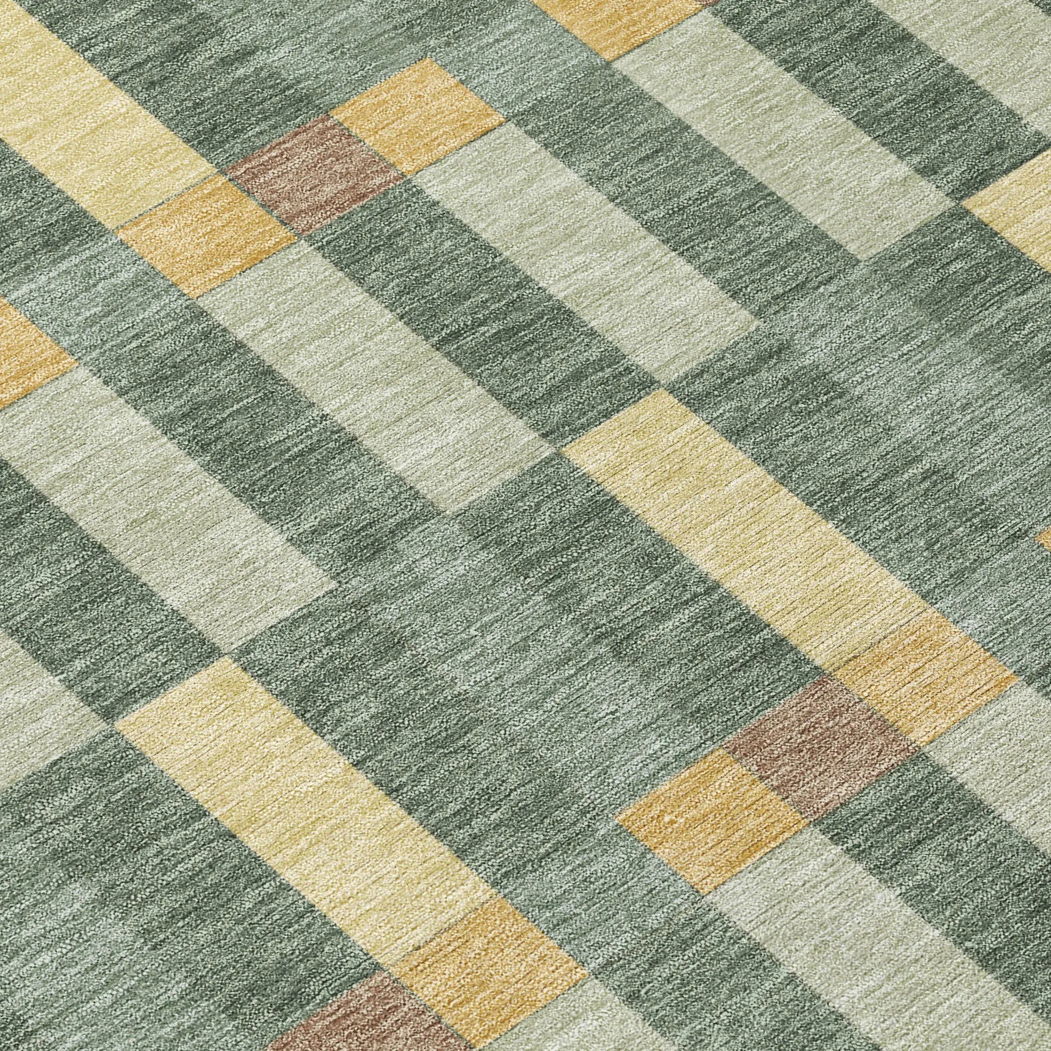 3' X 5' Green And Gold Geometric Washable Indoor Outdoor Area Rug Homeroots Outdoor