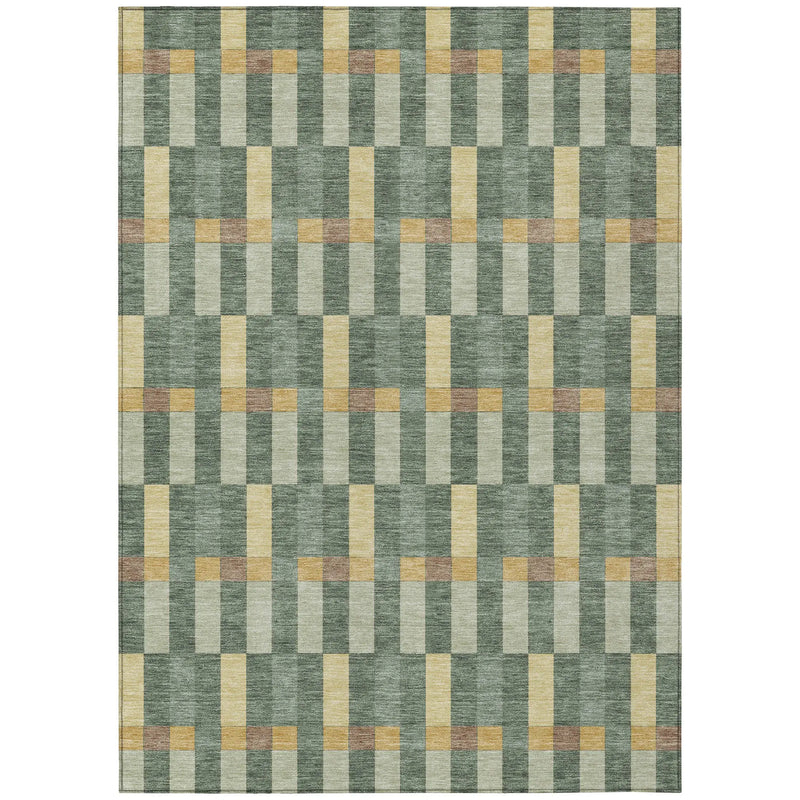 3' X 5' Green And Gold Geometric Washable Indoor Outdoor Area Rug Homeroots Outdoor