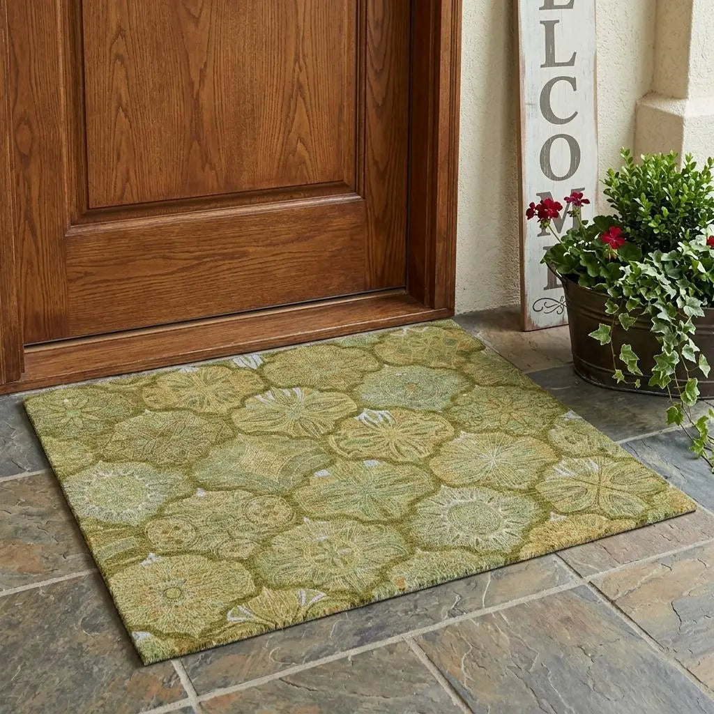 3' X 5' Green And Gold Ogee Washable Indoor Outdoor Area Rug Homeroots Outdoor