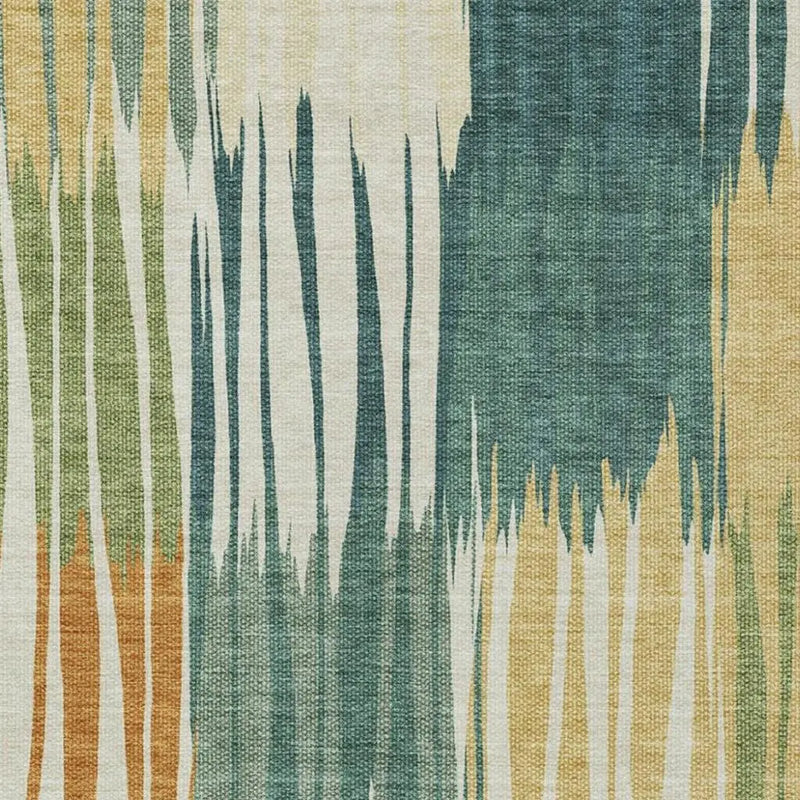 3' X 5' Green And Gold Striped Washable Indoor Outdoor Area Rug Homeroots Outdoor