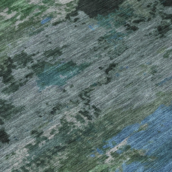 3' X 5' Green And Graphite Abstract Washable Indoor Outdoor Area Rug Homeroots Outdoor
