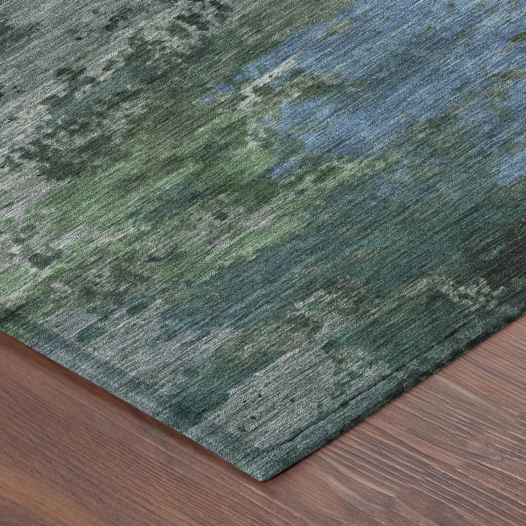 3' X 5' Green And Graphite Abstract Washable Indoor Outdoor Area Rug Homeroots Outdoor