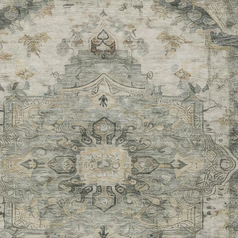 3' X 5' Green And Graphite Floral Medallion Washable Indoor Outdoor Area Rug Homeroots Outdoor