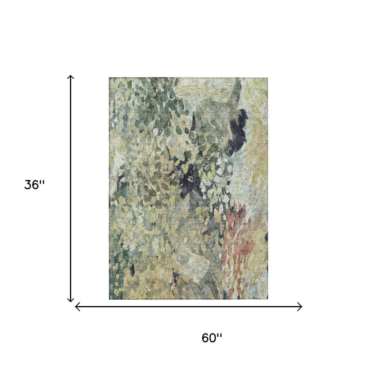 3' X 5' Green And Gray Abstract Washable Indoor Outdoor Area Rug Homeroots Outdoor