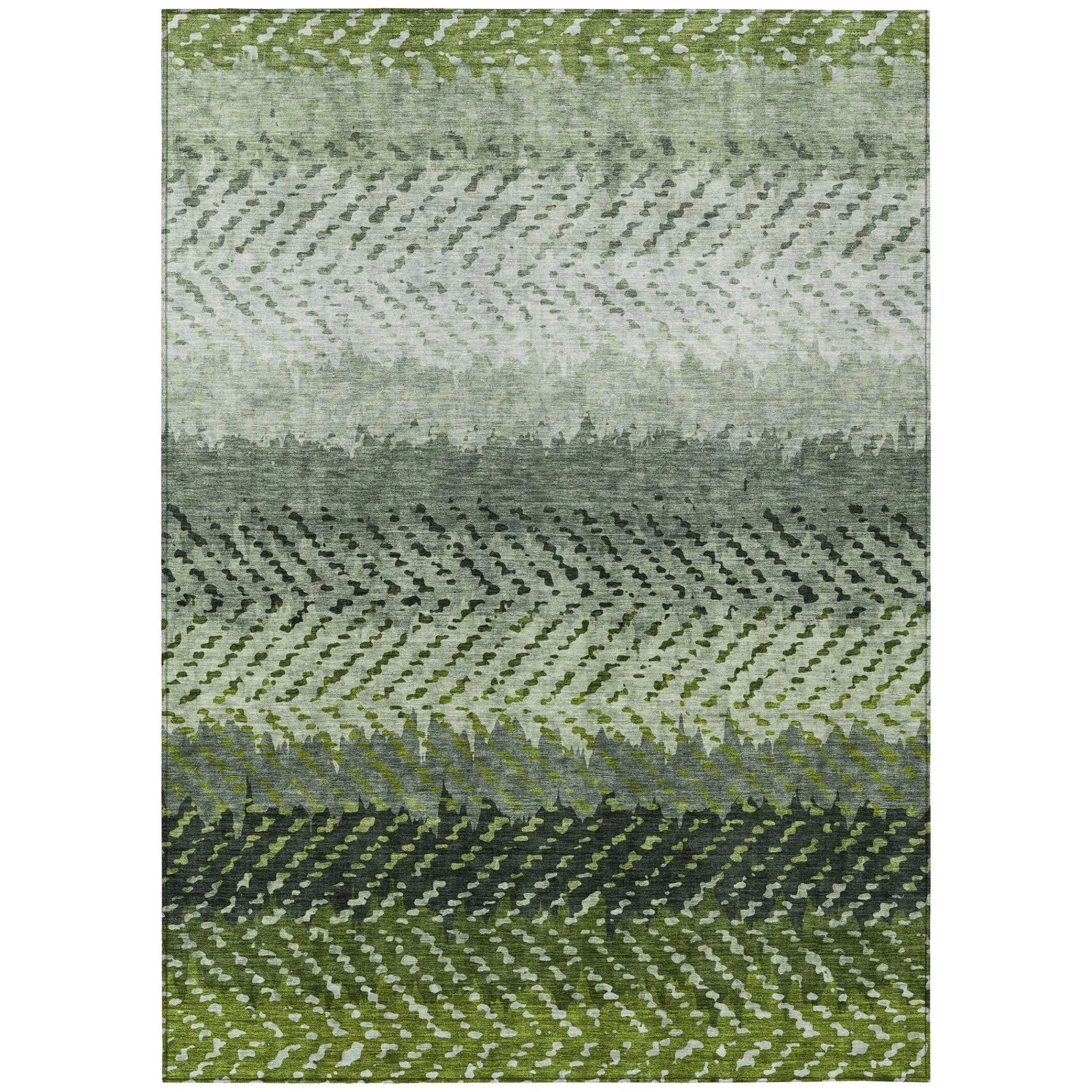 3' X 5' Green And Gray Striped Washable Indoor Outdoor Area Rug Homeroots Outdoor