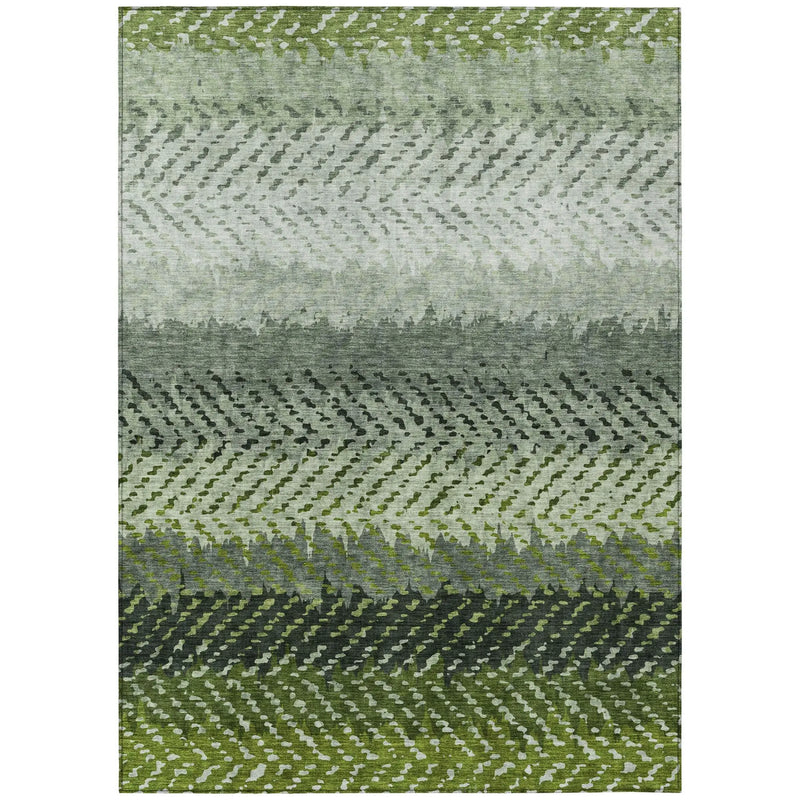 3' X 5' Green And Gray Striped Washable Indoor Outdoor Area Rug Homeroots Outdoor