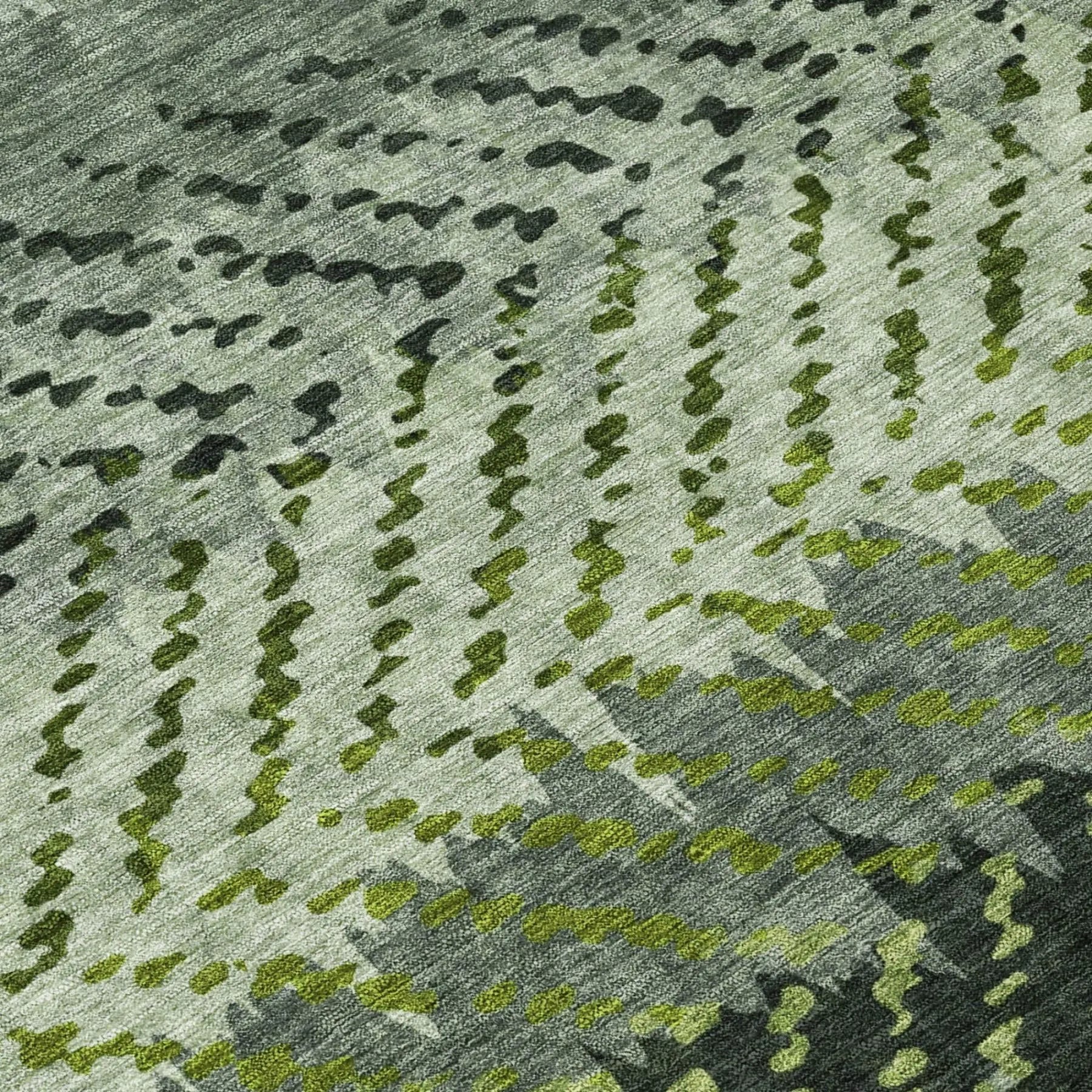 3' X 5' Green And Gray Striped Washable Indoor Outdoor Area Rug Homeroots Outdoor