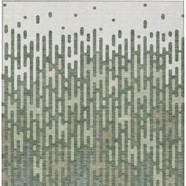3' X 5' Green And Ivory Abstract Washable Indoor Outdoor Area Rug Homeroots Outdoor