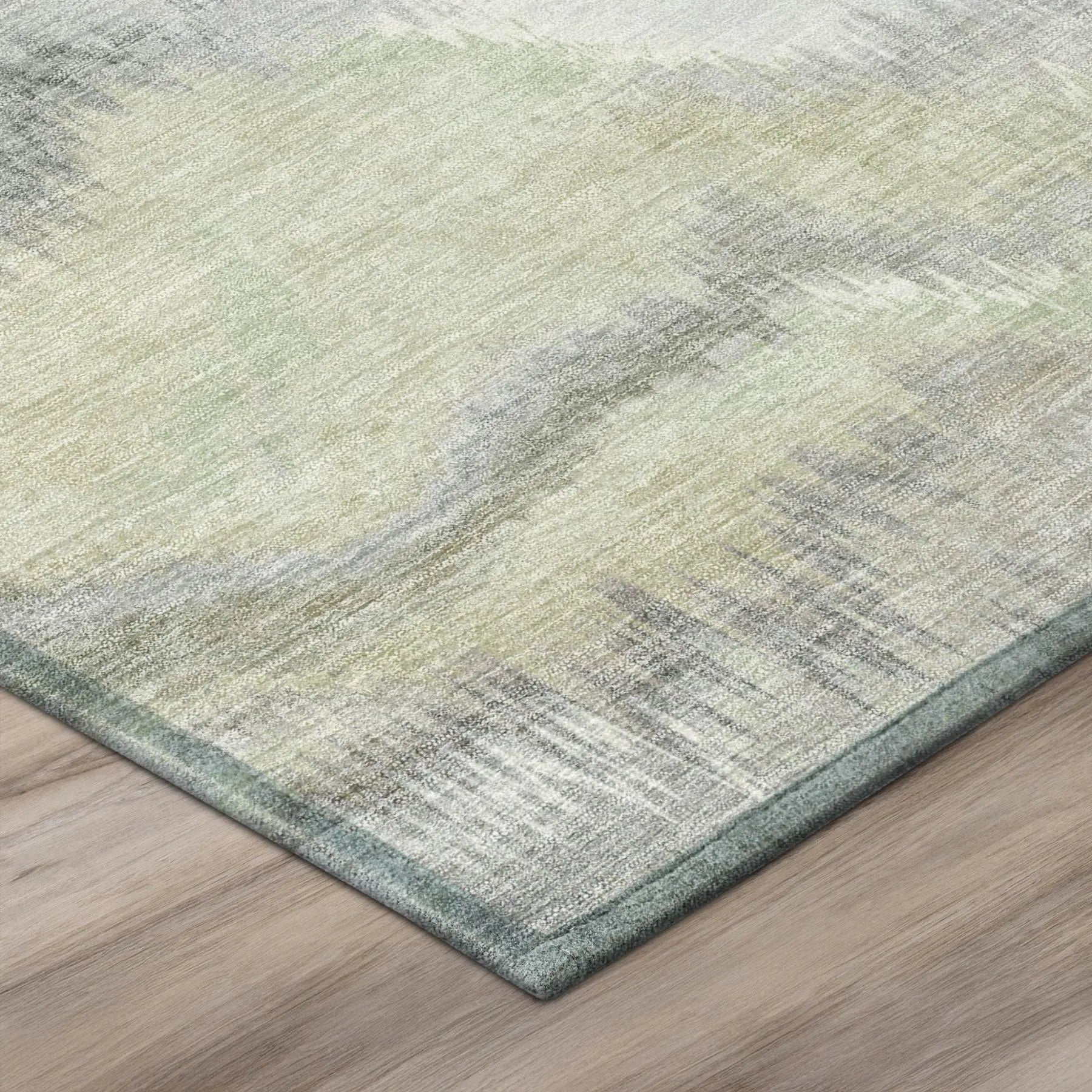 3' X 5' Green And Ivory Abstract Washable Indoor Outdoor Area Rug Homeroots Outdoor