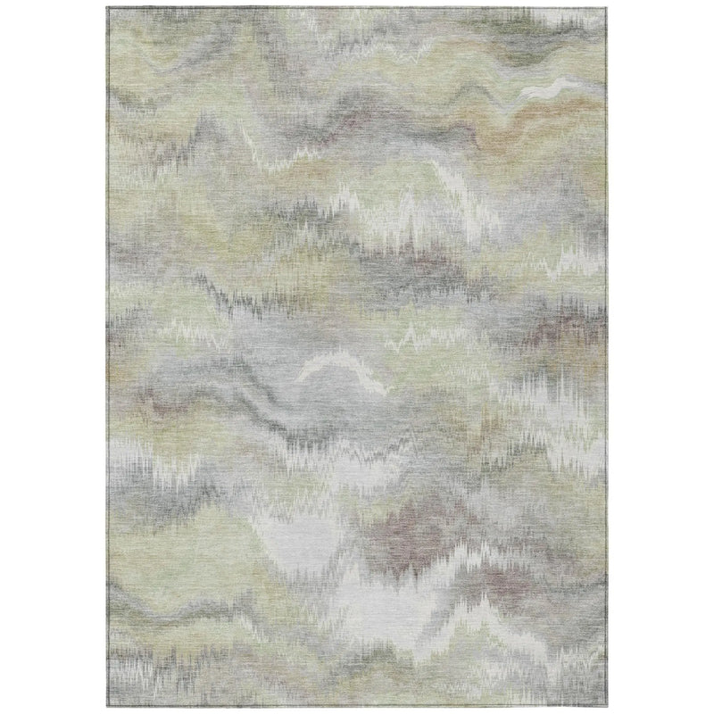 3' X 5' Green And Ivory Abstract Washable Indoor Outdoor Area Rug Homeroots Outdoor