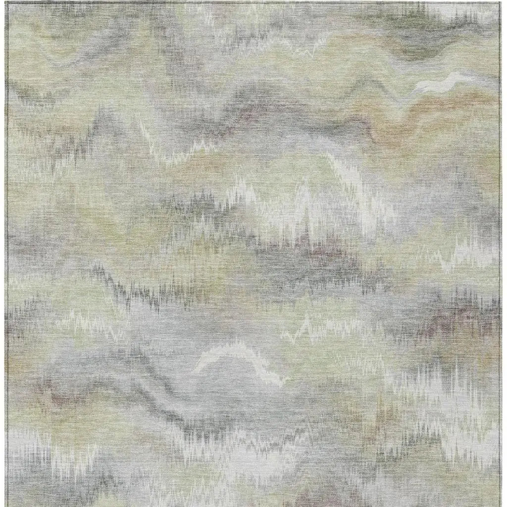 3' X 5' Green And Ivory Abstract Washable Indoor Outdoor Area Rug Homeroots Outdoor