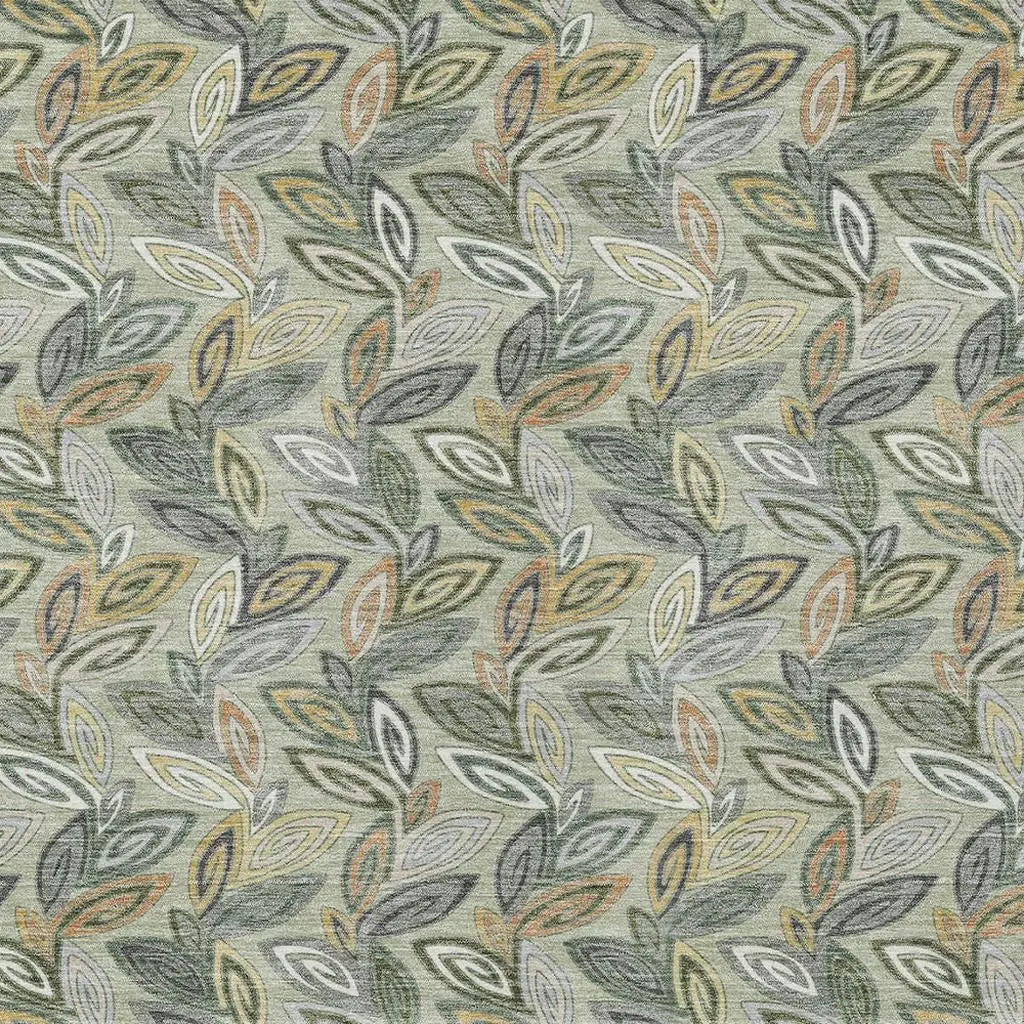 3' X 5' Green And Ivory Botanical Leaves Washable Indoor Outdoor Area Rug Homeroots Outdoor