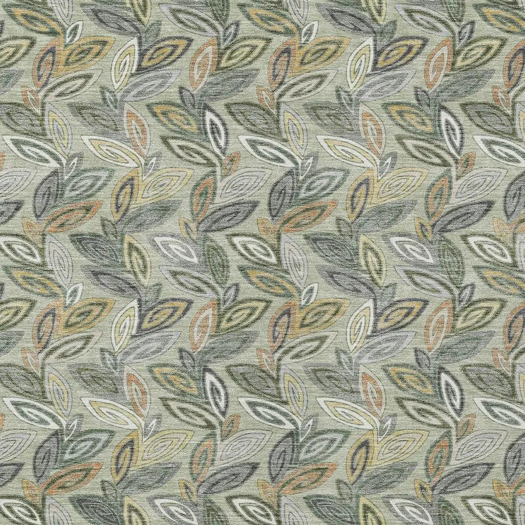 3' X 5' Green And Ivory Botanical Leaves Washable Indoor Outdoor Area Rug Homeroots Outdoor