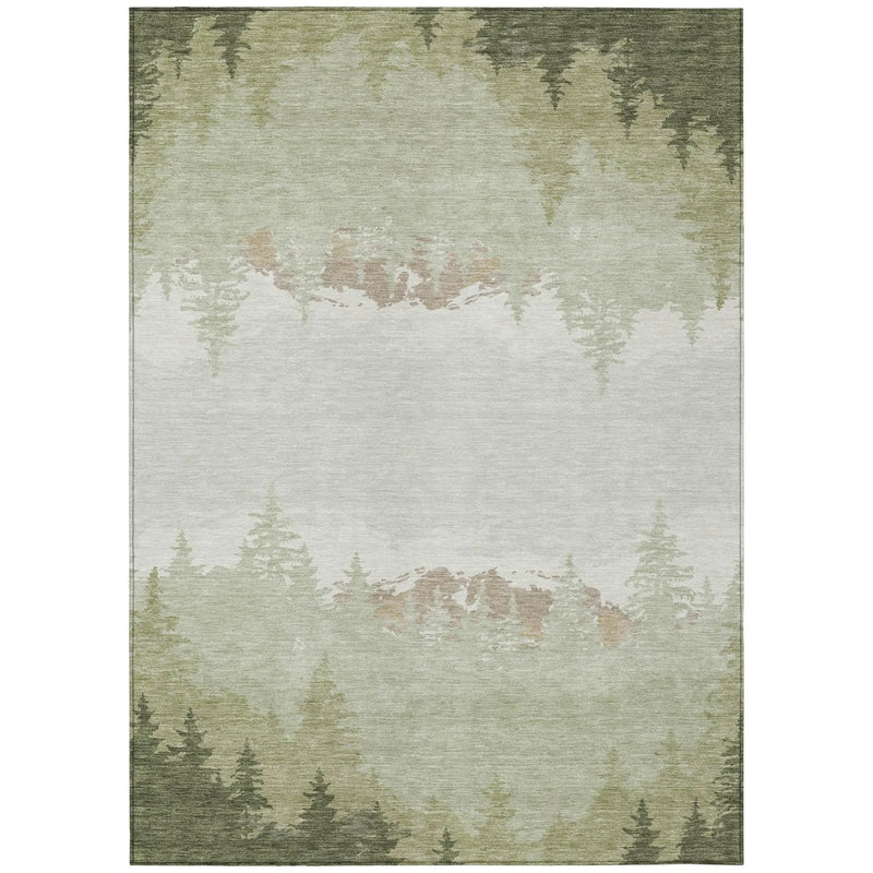 3' X 5' Green And Ivory Floral Washable Indoor Outdoor Area Rug Homeroots Outdoor