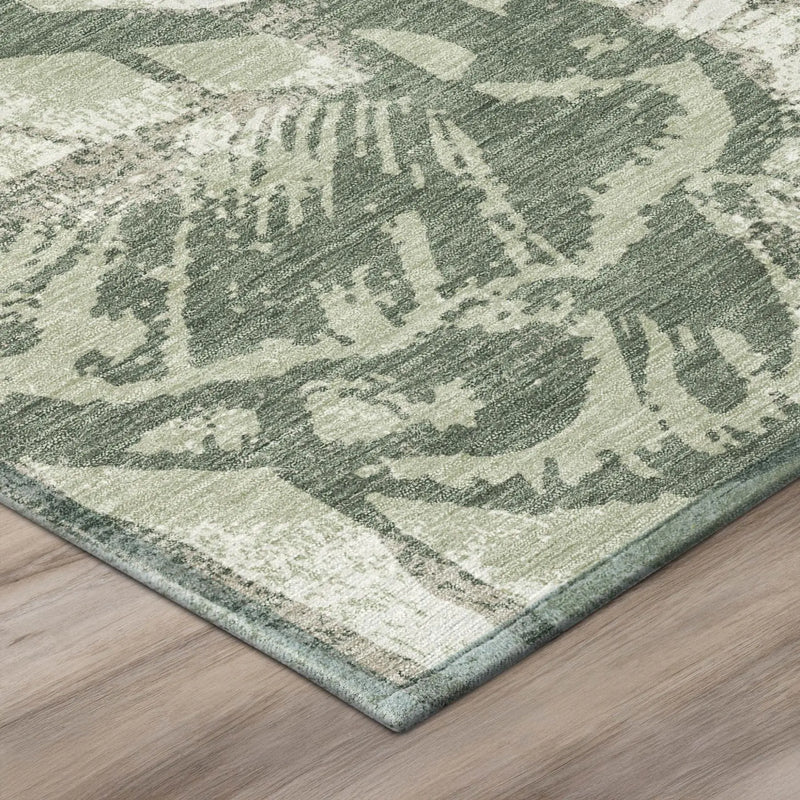 3' X 5' Green And Ivory Floral Washable Indoor Outdoor Area Rug Homeroots Outdoor