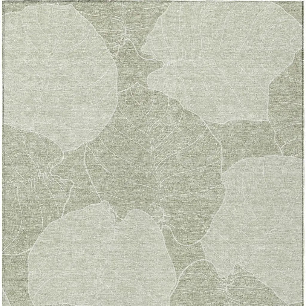 3' X 5' Green And Ivory Floral Washable Indoor Outdoor Area Rug Homeroots Outdoor