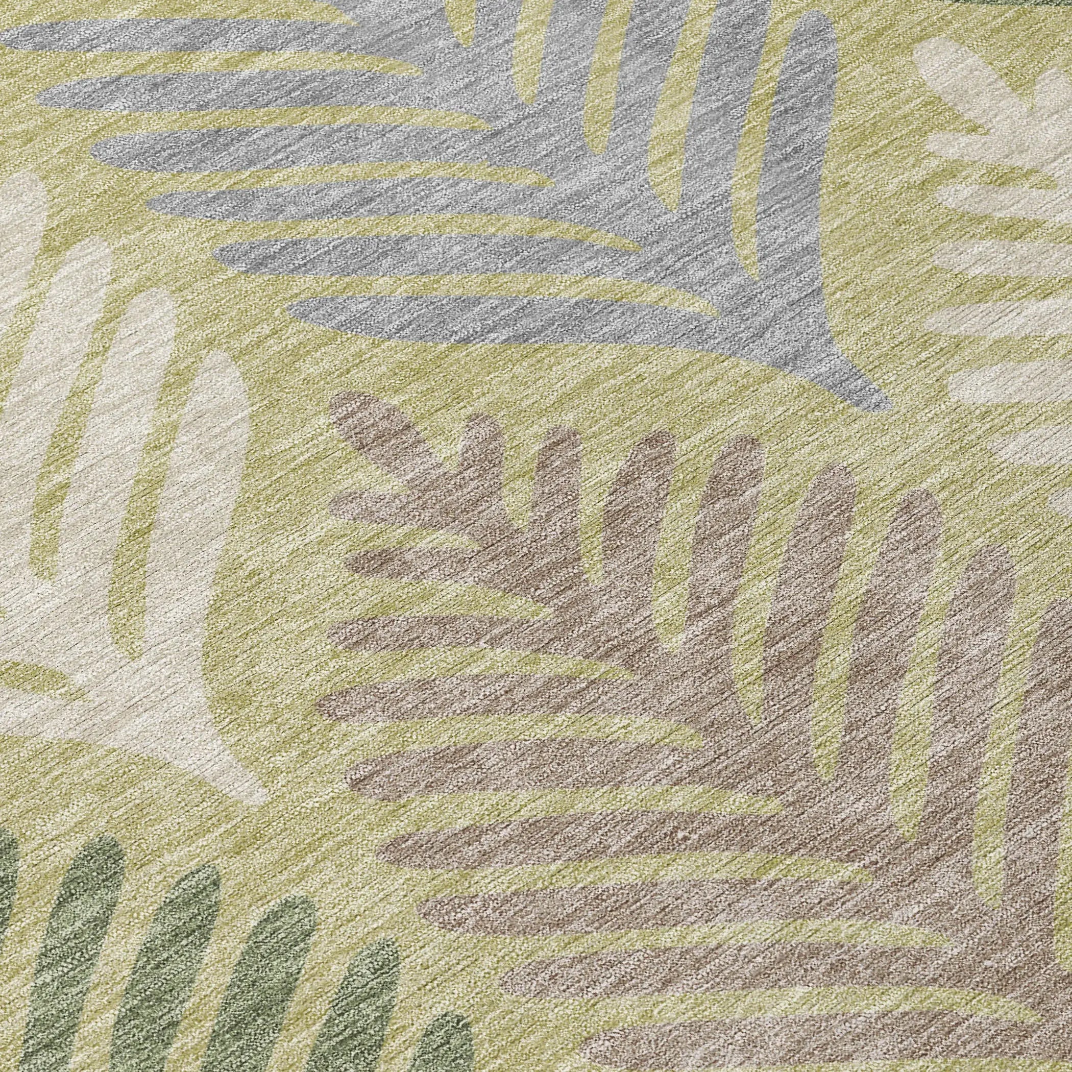3' X 5' Green And Ivory Floral Washable Indoor Outdoor Area Rug Homeroots Outdoor