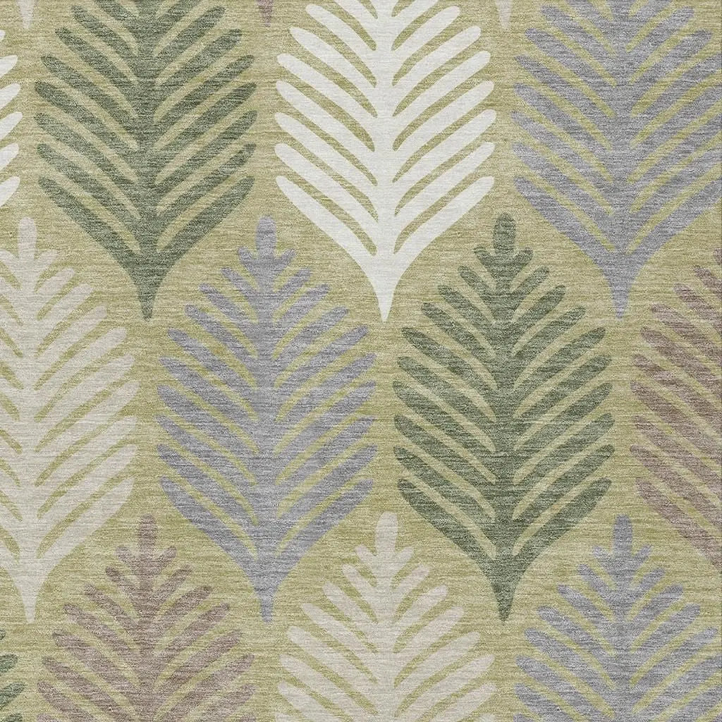 3' X 5' Green And Ivory Floral Washable Indoor Outdoor Area Rug Homeroots Outdoor