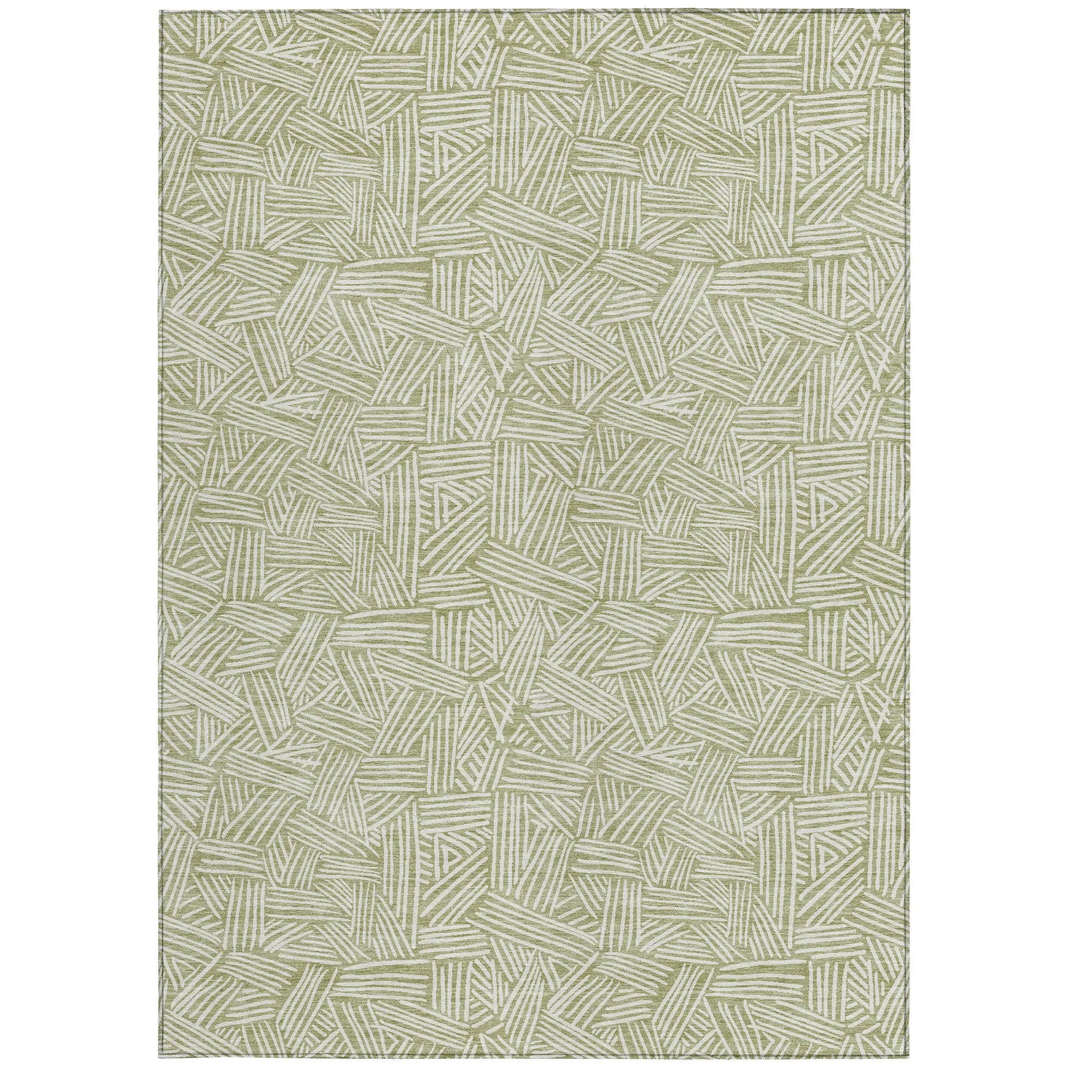 3' X 5' Green And Ivory Geometric Washable Indoor Outdoor Area Rug Homeroots Outdoor