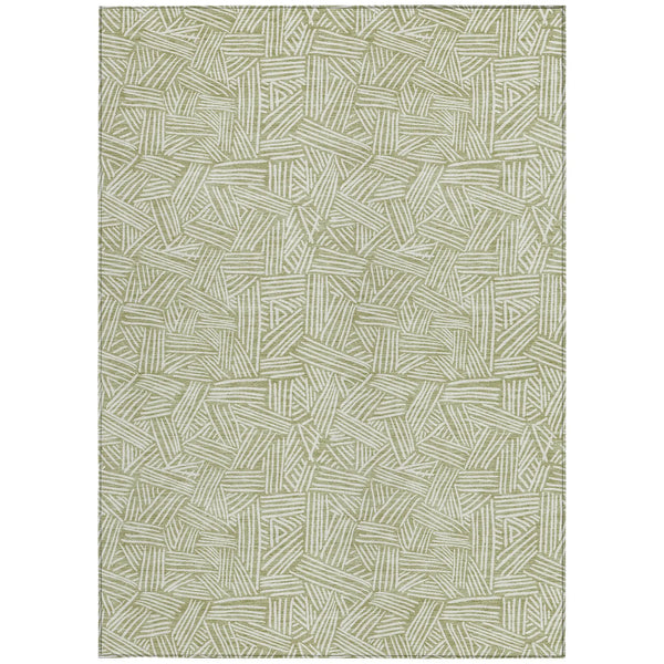 3' X 5' Green And Ivory Geometric Washable Indoor Outdoor Area Rug Homeroots Outdoor