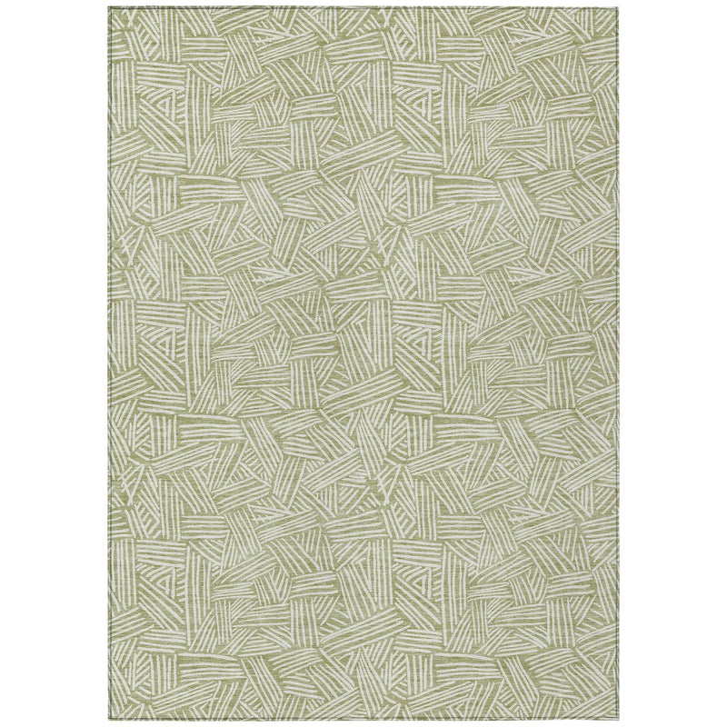 3' X 5' Green And Ivory Geometric Washable Indoor Outdoor Area Rug Homeroots Outdoor