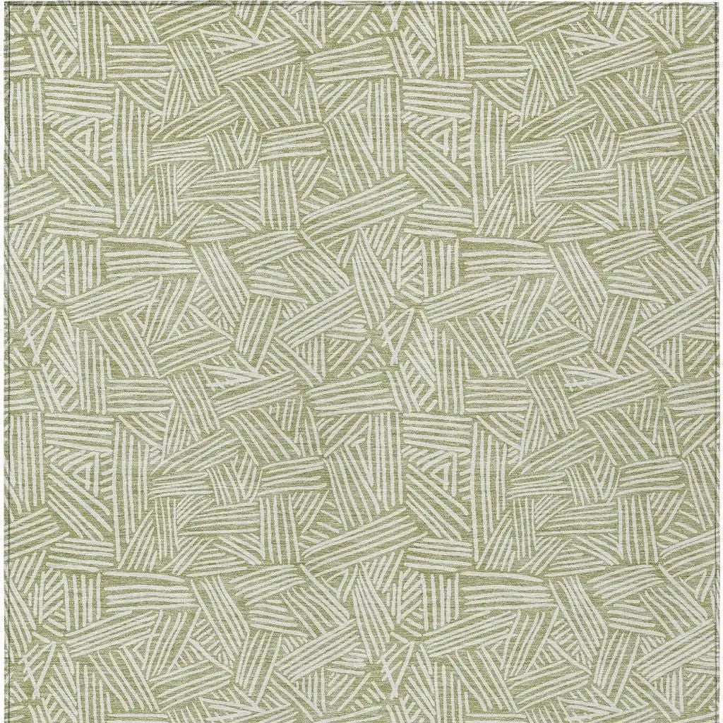 3' X 5' Green And Ivory Geometric Washable Indoor Outdoor Area Rug Homeroots Outdoor