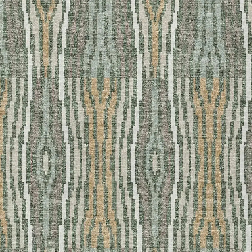 3' X 5' Green And Ivory Geometric Washable Indoor Outdoor Area Rug Homeroots Outdoor