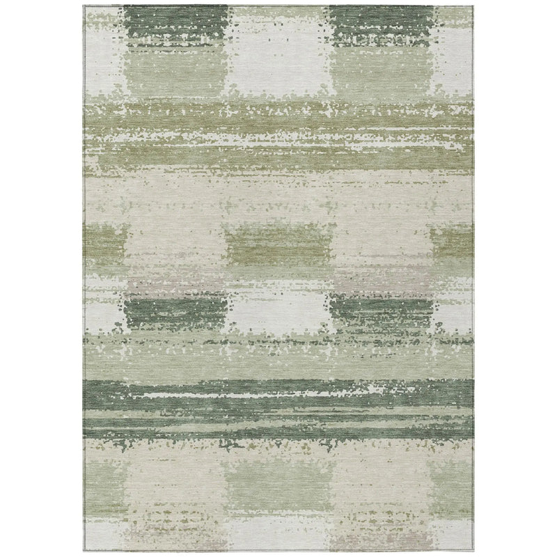 3' X 5' Green And Ivory Geometric Washable Indoor Outdoor Area Rug Homeroots Outdoor